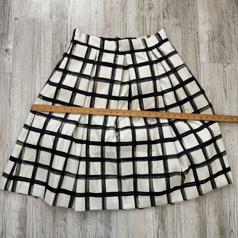 Eliza J 10 Metallic Grid Plaid Pleated Midi Skirt Black Gold Whimsigoth Holiday - Picture 7 of 9